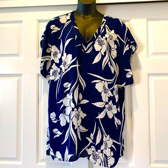 Kona Sol Floral Navy Swim Beach Cover-Up, size XL - Picture 3 of 9